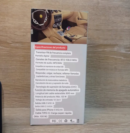 Cargador de carga Rápida con Bluetooh para carro