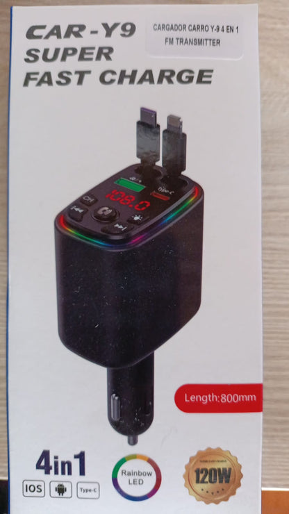 Cargador de carga Rápida con Bluetooh para carro
