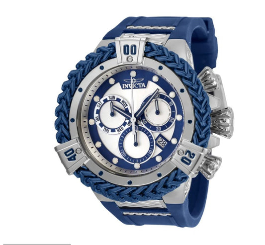 RELOJ INVICTA AZUL, PLATA SILICONA HOMBRE