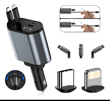 Cargador 4 en 1 para Carro carga rapida Luz led